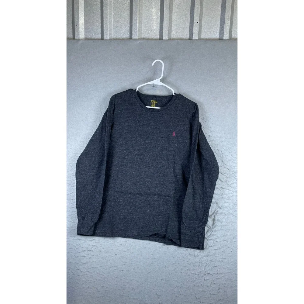 Polo Ralph Lauren T-Shirt Mens Large Gray Excellent Long Sleeve Heathered Pony
